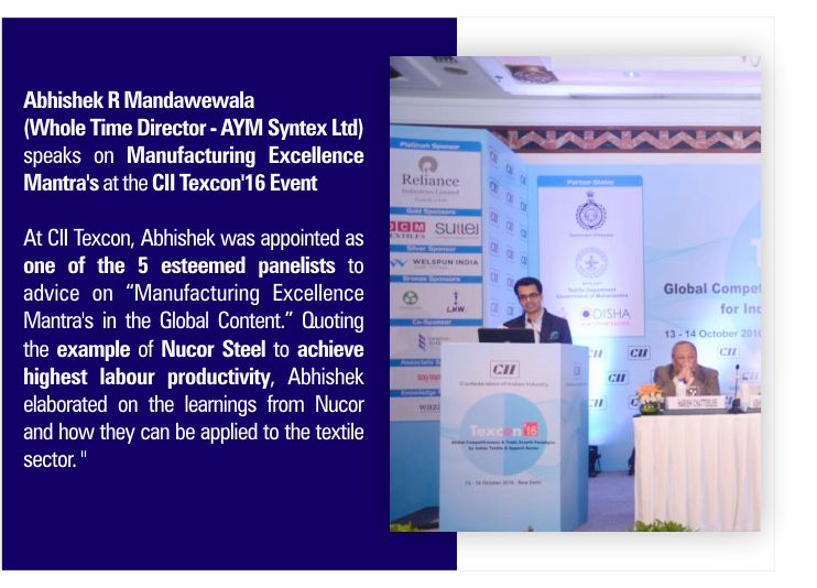 Manufacturing Excellence Mantras at CII Texcon'16'